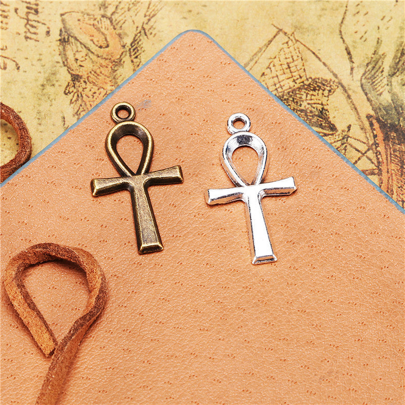 Vintage Alloy Cross Charm Pendant 26x14mm