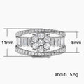 Silver Tone Wide Baguette and Floral Cluster Ring Design view 5
