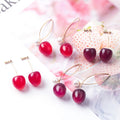 Red Cherry Look Novelty Drop Earrings in Four Wire Styles view 1