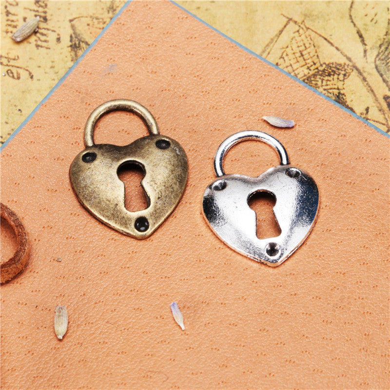 24x18mm Heart Lock Alloy Charm Pendant for Necklace DIY Jewelry
