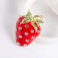 Red Gold Tone Strawberry Enamel Metal Brooch Pin for Jackets and Lapels view 4