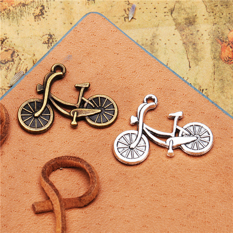 26x20mm Vintage Double-Sided Bicycle Alloy Charm Pendant