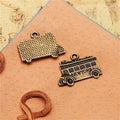 Vintage New York Bus Alloy Charm Pendant 22x17mm