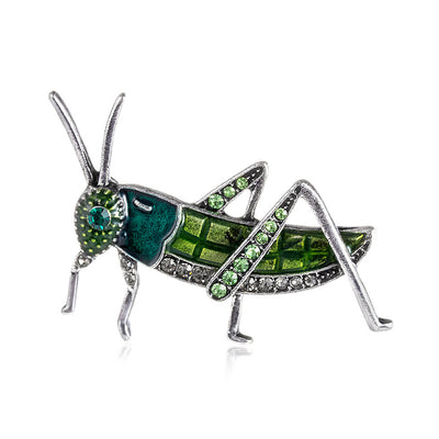 Front product view of the flower brooch pin in silver and green