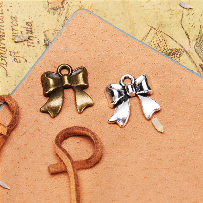 Alloy Ribbon Bow Charm Pendant 18x16mm