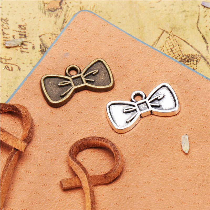 20x11mm Vintage Alloy Bow Charm Pendant
