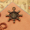 Rope Center Ship Wheel Metal Charm in 3 Finishes for Jewelry Crafts view 2