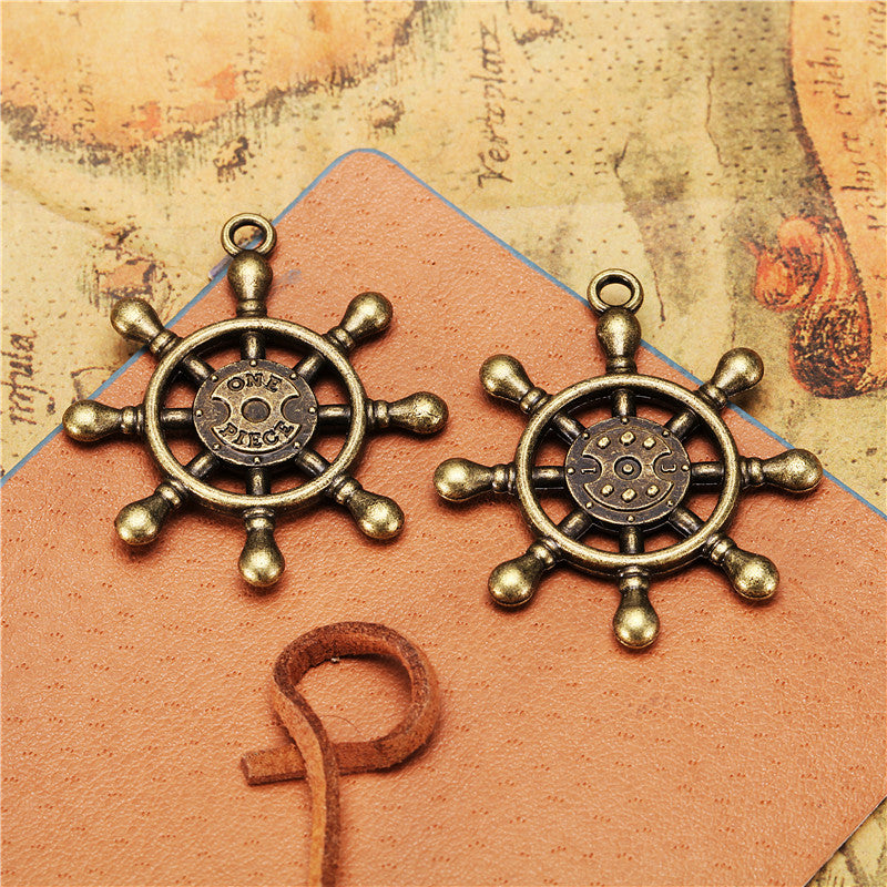 35mm Double-Sided Vintage Ship Wheel Alloy Charm Pendant