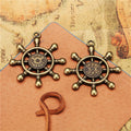 35mm Double-Sided Vintage Ship Wheel Alloy Charm Pendant