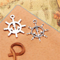 Anchor Ship Wheel Metal Charm in 3 Finishes for Jewelry Crafts view 3
