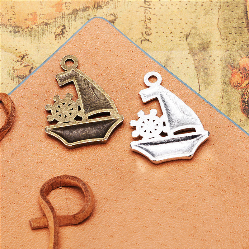 28x21mm Alloy Ship Wheel Charm Pendant
