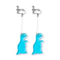 Blue Acrylic Dinosaur Long Hook and Screw Clip Earrings view 6