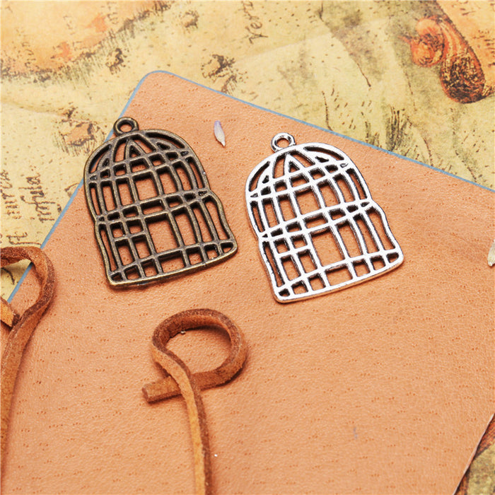 Vintage Openwork Birdcage Charm Metal Jewelry Component, 6 Finish Options