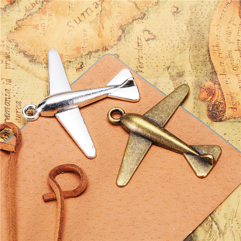 46mm Vintage Alloy Airplane Charm Pendant