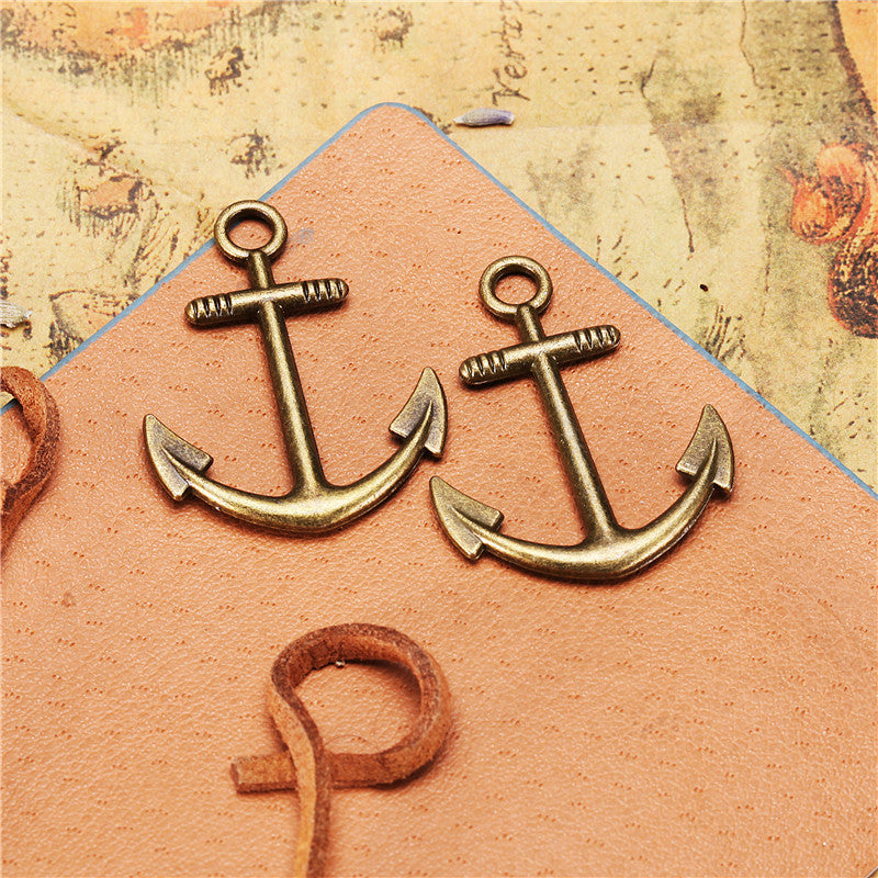 Alloy Anchor & Ship Wheel Charm Pendant 32×25mm