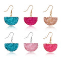 Druzy Semicircle Long Hook Earrings in Eight Color and Finish Options view 2