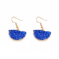 Druzy Semicircle Long Hook Earrings in Eight Color and Finish Options view 3