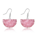 Druzy Semicircle Long Hook Earrings in Eight Color and Finish Options view 10