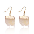 Gold Tone Irregular Slab Crystal Cluster Hook Earrings in Six Colors view 9