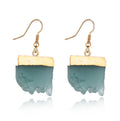 Gold Tone Irregular Slab Crystal Cluster Hook Earrings in Six Colors view 10