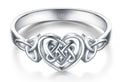 Silver-Tone Celtic Heart Ring With Open Knotwork Band view 1