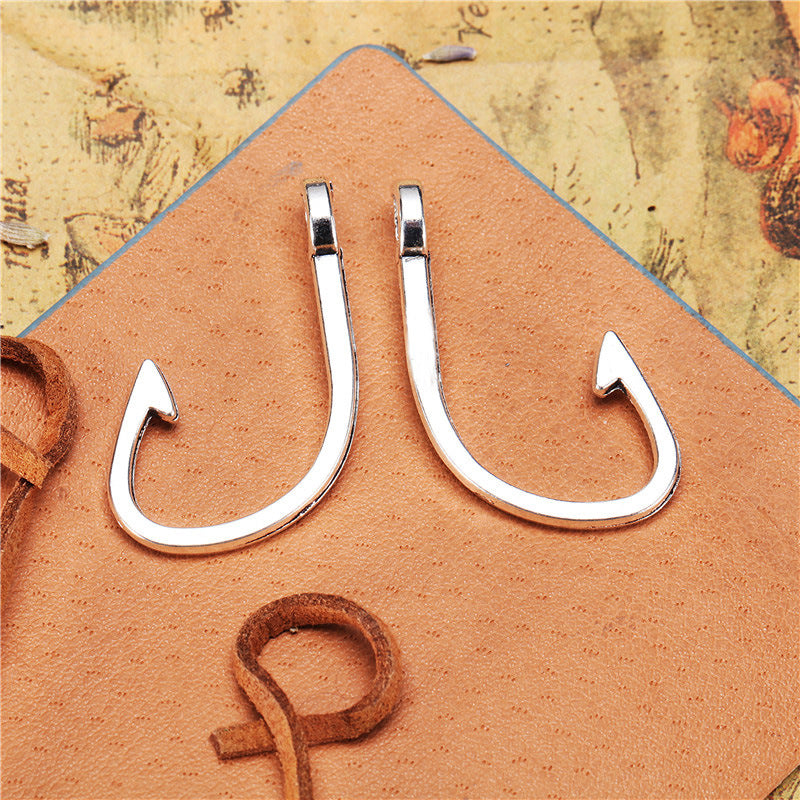 Fish Hook and Anchor Alloy Charm Pendant 35x23mm