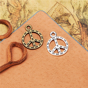 Round Peace Sign Metal Charms in Gold, Bronze and Silver Tones