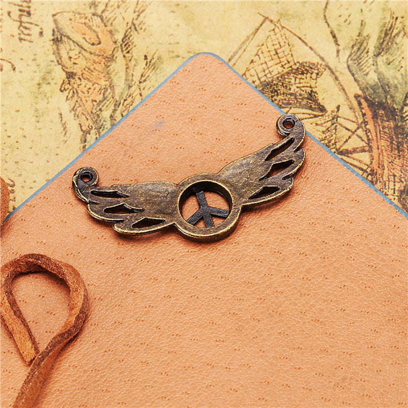 Alloy Peace Sign Wing Connector Charm Pendant 38x16mm