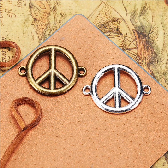 24mm Curved Alloy Peace Sign Bracelet Connector