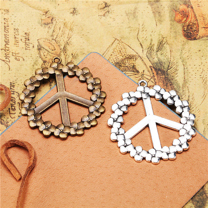 37mm Flower Peace Sign Alloy Charm Pendant