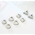 Silver Tone Geometric Huggie Earrings in Four Plain Shapes view 1