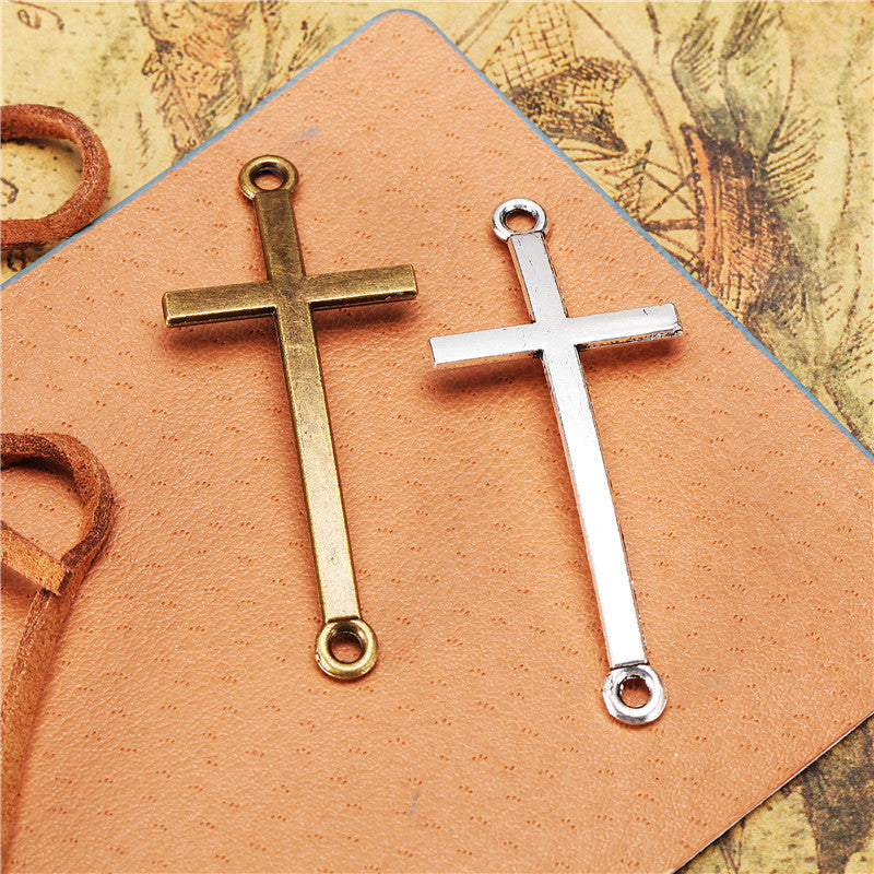 Curved Cross Alloy Charm Pendant 52x22mm for DIY Jewelry
