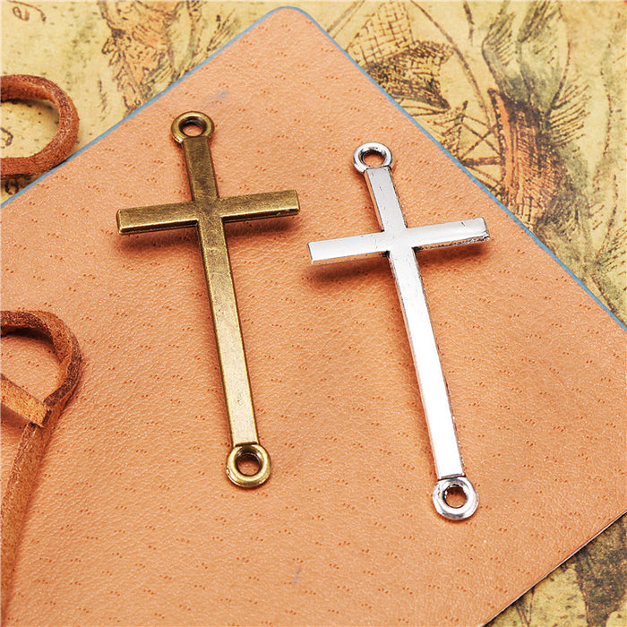 Curved Cross Alloy Charm Pendant 52x22mm for DIY Jewelry