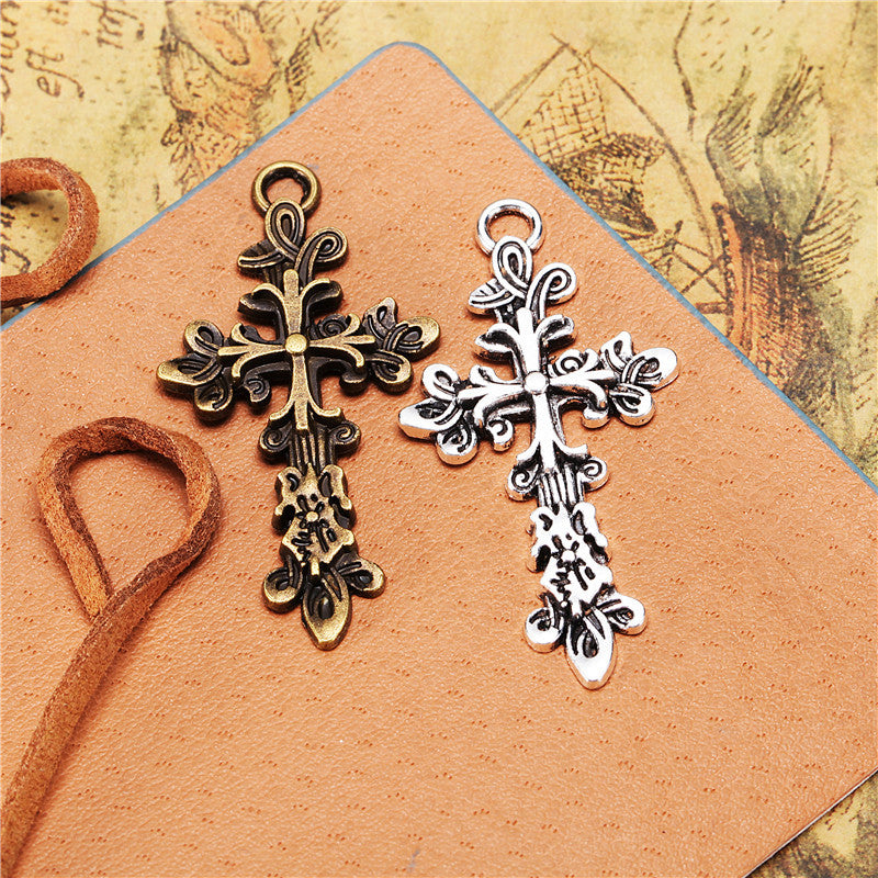 47x25mm Vine Alloy Cross Pendant for DIY Jewelry