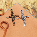 Rose Vine Cross Metal Pendant Charm For Jewelry Making view 3