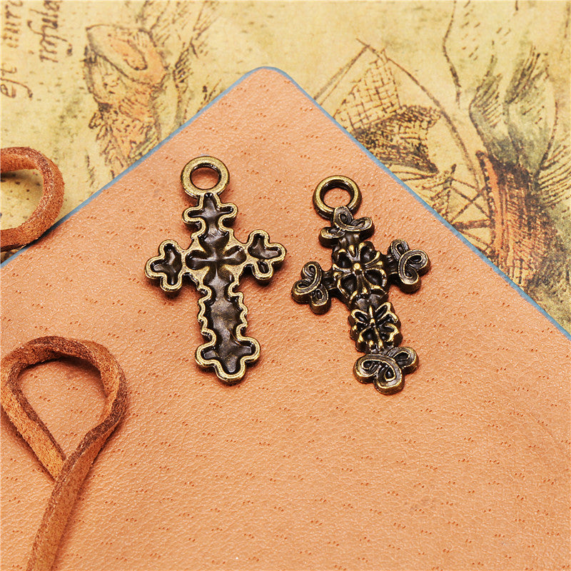 30x17mm Floral Vine Cross Alloy Charm Pendant