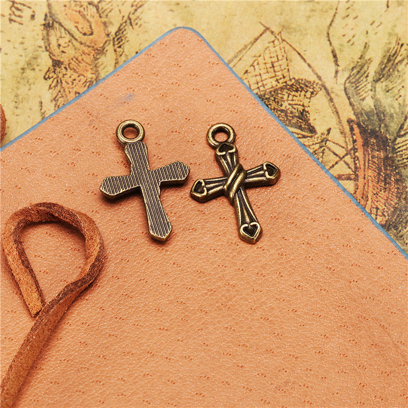 21x14mm Heart Stripe Cross Alloy Pendant Charm