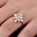 Rose Gold Tone Opalescent Flower Ring With Clear Stones view 4