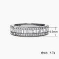 Baguette Crystal Three Row Band Ring in Silver Tone view 5
