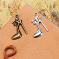 High Heel Shoe Metal Charm in Three Antique Finishes view 1