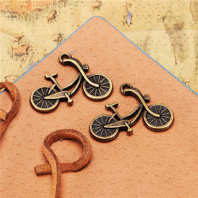 26x20mm Vintage Double-Sided Bicycle Alloy Charm Pendant