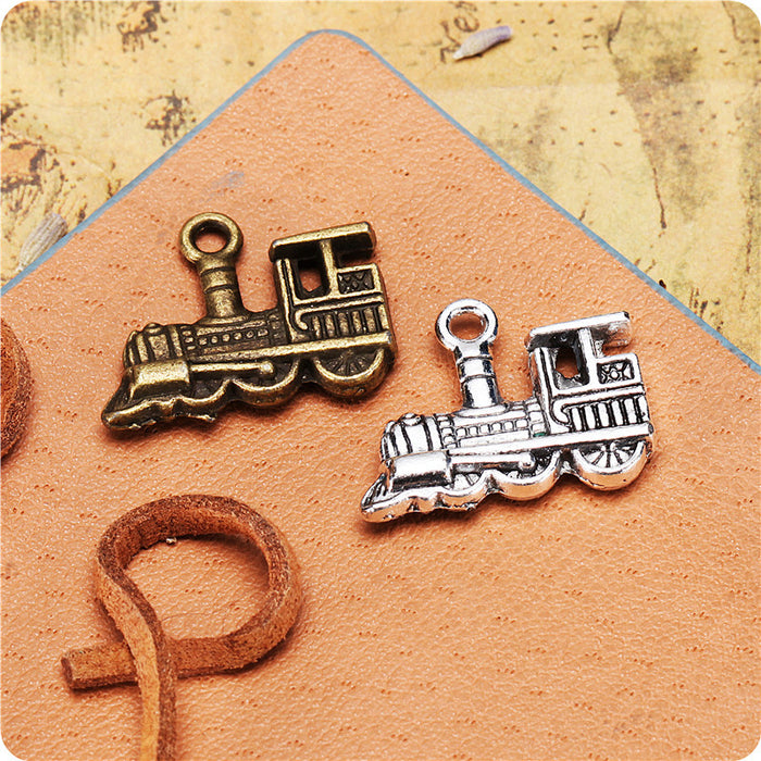 Double-Sided Mechanical Train Alloy Charm Pendant 22x17mm
