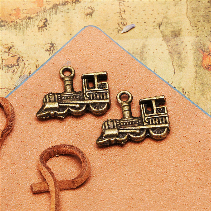 Double-Sided Mechanical Train Alloy Charm Pendant 22x17mm
