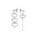 Clear Look Triple Heart Asymmetric Clip Earrings in Two Finishes view 5