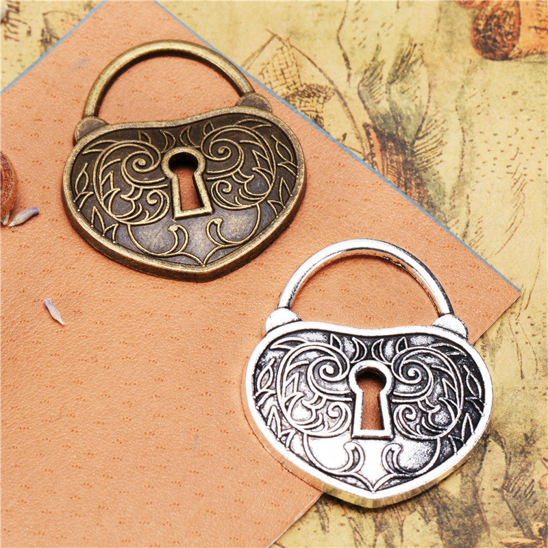 41x36mm Vintage Tiger Head Padlock Alloy Charm Pendant