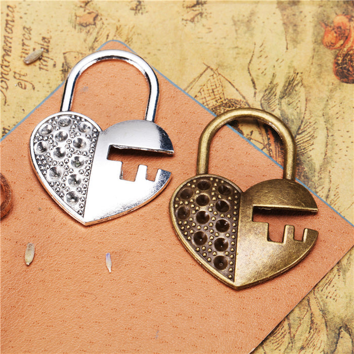 Vintage Heart Lock Charm Pendant 46x34mm