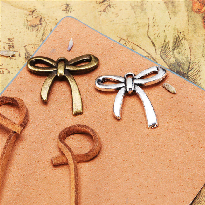 25mm Vintage Ribbon Bow Charm Pendant for DIY Jewelry