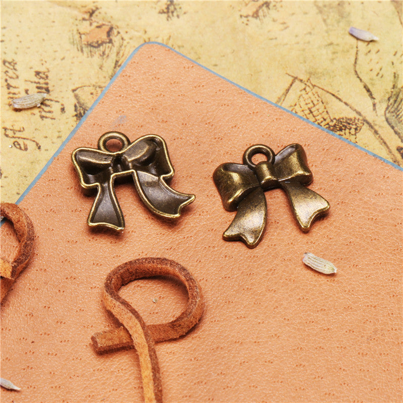 Alloy Ribbon Bow Charm Pendant 18x16mm