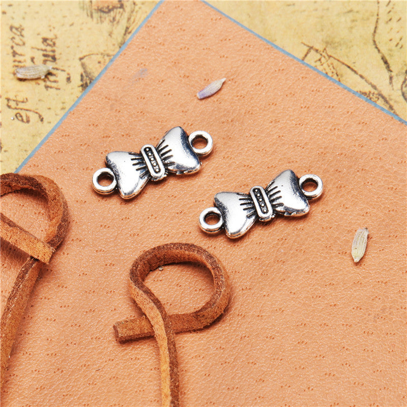 Alloy Double Bow 2-Hole Bracelet Connector 19x8mm