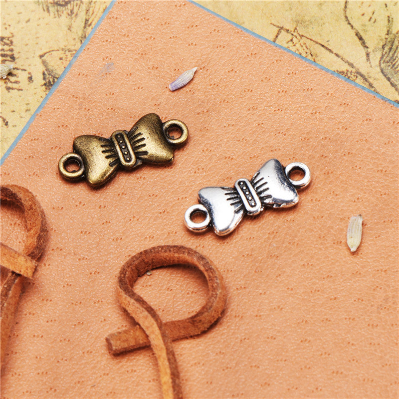 Alloy Double Bow 2-Hole Bracelet Connector 19x8mm